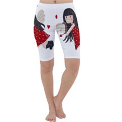 Cupid Girl Cropped Leggings  by Valentinaart