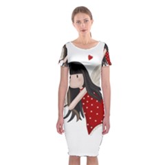 Cupid Girl Classic Short Sleeve Midi Dress by Valentinaart