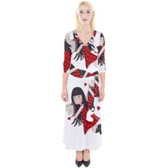 Cupid Girl Quarter Sleeve Wrap Maxi Dress