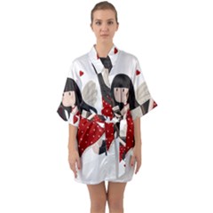 Cupid Girl Quarter Sleeve Kimono Robe