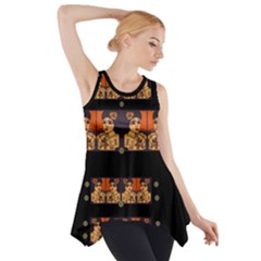 Geisha With Friends In Lotus Garden Having A Calm Evening Side Drop Tank Tunic by pepitasart