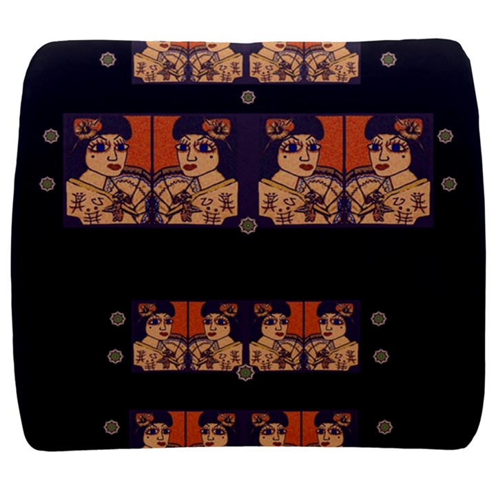 Geisha With Friends In Lotus Garden Having A Calm Evening Back Support Cushion