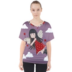 Cupid Girl V-neck Dolman Drape Top by Valentinaart