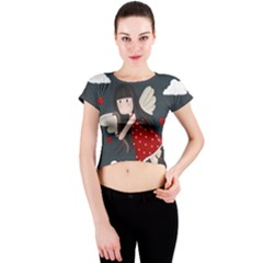 Cupid Girl Crew Neck Crop Top by Valentinaart