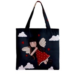 Cupid Girl Zipper Grocery Tote Bag by Valentinaart