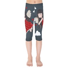 Cupid Girl Kids  Capri Leggings  by Valentinaart