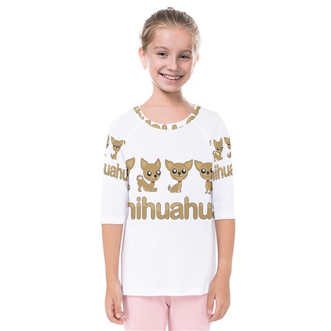 Chihuahua Kids  Quarter Sleeve Raglan Tee by Valentinaart