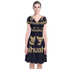 Chihuahua Short Sleeve Front Wrap Dress by Valentinaart