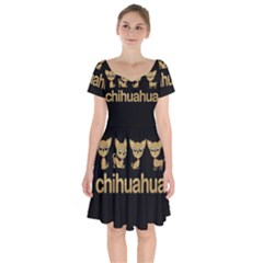 Chihuahua Short Sleeve Bardot Dress by Valentinaart