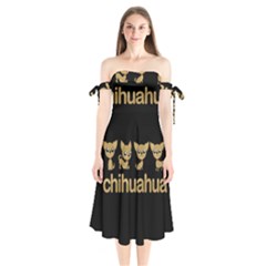 Chihuahua Shoulder Tie Bardot Midi Dress by Valentinaart