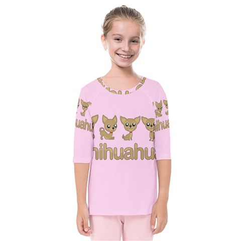 Chihuahua Kids  Quarter Sleeve Raglan Tee by Valentinaart