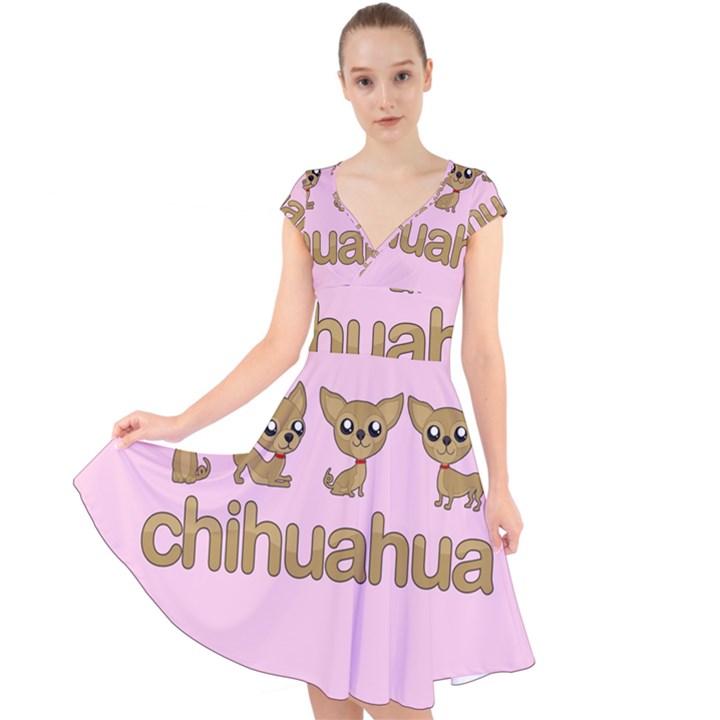 Chihuahua Cap Sleeve Front Wrap Midi Dress