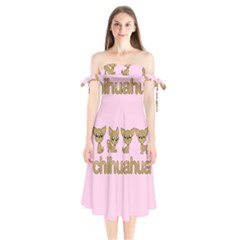 Chihuahua Shoulder Tie Bardot Midi Dress by Valentinaart