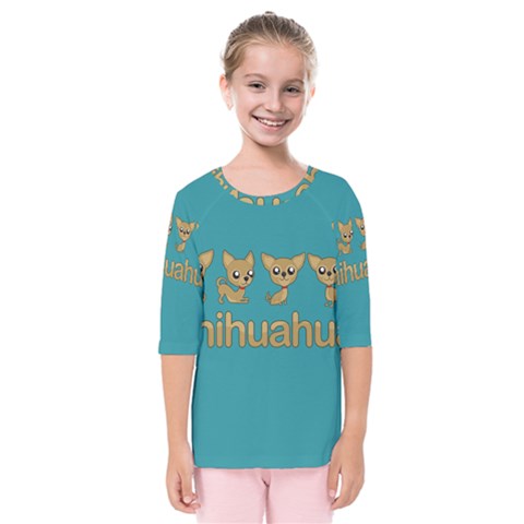 Chihuahua Kids  Quarter Sleeve Raglan Tee by Valentinaart