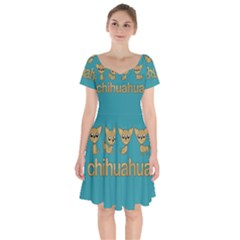 Chihuahua Short Sleeve Bardot Dress by Valentinaart