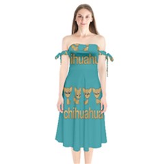 Chihuahua Shoulder Tie Bardot Midi Dress by Valentinaart