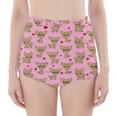 Chihuahua Pattern High-waisted Bikini Bottoms by Valentinaart