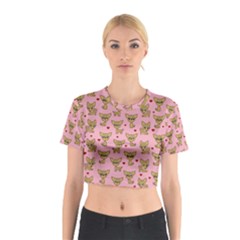 Chihuahua Pattern Cotton Crop Top by Valentinaart