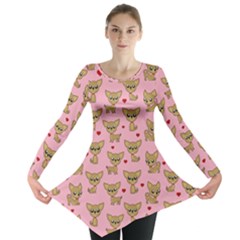 Chihuahua Pattern Long Sleeve Tunic  by Valentinaart