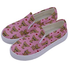 Chihuahua Pattern Kids  Canvas Slip Ons by Valentinaart