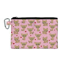 Chihuahua Pattern Canvas Cosmetic Bag (medium) by Valentinaart