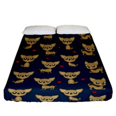 Chihuahua Pattern Fitted Sheet (queen Size) by Valentinaart