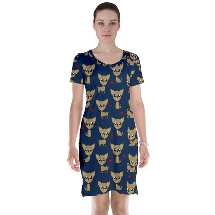 Chihuahua pattern Short Sleeve Nightdress