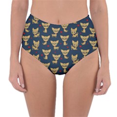 Chihuahua Pattern Reversible High-waist Bikini Bottoms by Valentinaart