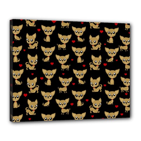 Chihuahua Pattern Canvas 20  X 16  by Valentinaart