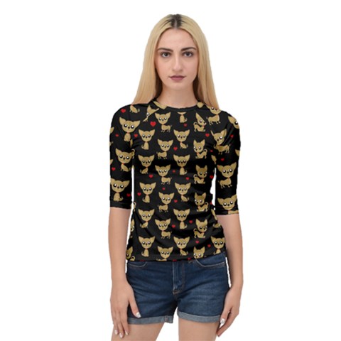 Chihuahua Pattern Quarter Sleeve Raglan Tee by Valentinaart