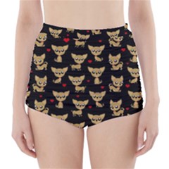 Chihuahua Pattern High-waisted Bikini Bottoms by Valentinaart