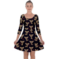 Chihuahua Pattern Quarter Sleeve Skater Dress by Valentinaart