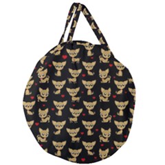 Chihuahua Pattern Giant Round Zipper Tote by Valentinaart