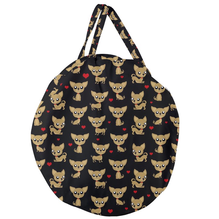 Chihuahua pattern Giant Round Zipper Tote