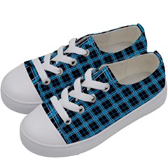 Deep Sea Tartan Kids  Low Top Canvas Sneakers by jumpercat