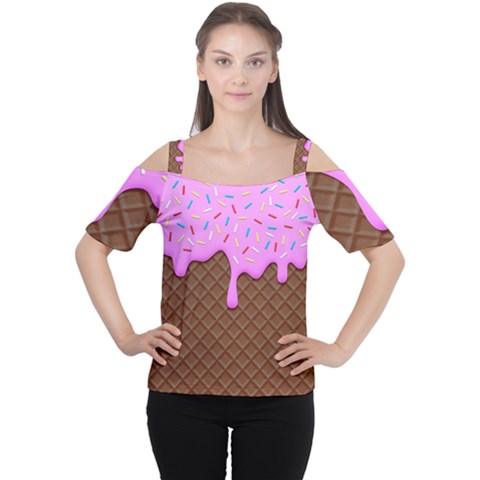 Chocolate And Strawberry Icecream Cutout Shoulder Tee by jumpercat