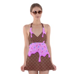 Chocolate And Strawberry Icecream Halter Dress Swimsuit  by jumpercat