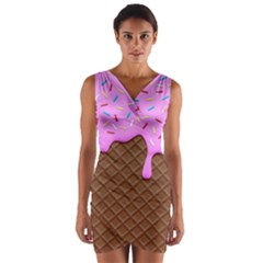 Chocolate And Strawberry Icecream Wrap Front Bodycon Dress by jumpercat