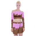 Chocolate And Strawberry Icecream Off Shoulder Top with Mini Skirt Set View1