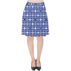 Persian Block Sky Velvet High Waist Skirt by jumpercat