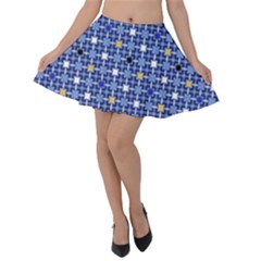 Persian Block Sky Velvet Skater Skirt by jumpercat