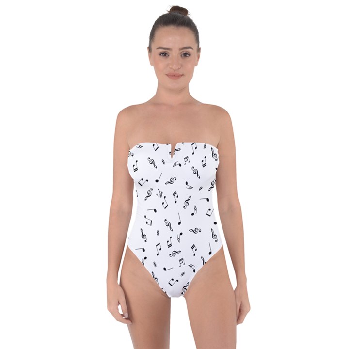 Music Tones Light Tie Back One Piece Swimsuit