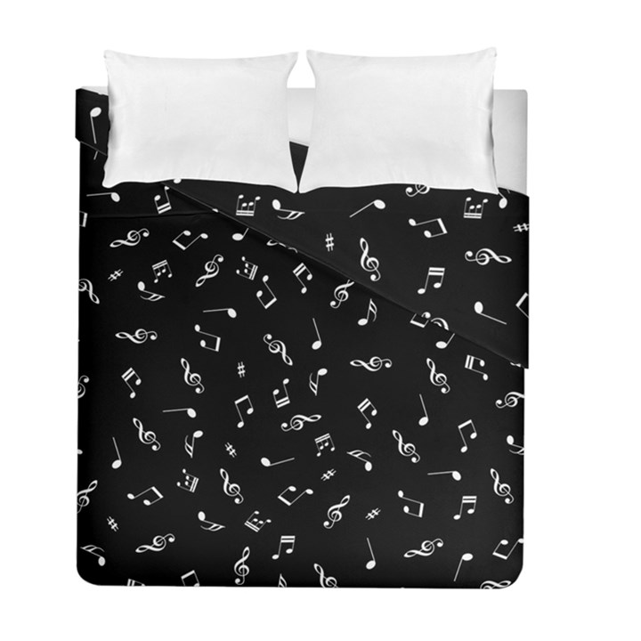 Music Tones Black Duvet Cover Double Side (Full/ Double Size)