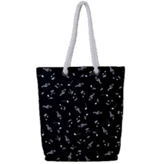 Music Tones Black Full Print Rope Handle Tote (small) by jumpercat