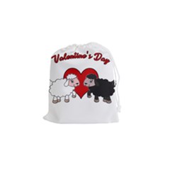 Valentines Day - Sheep  Drawstring Pouches (small)  by Valentinaart