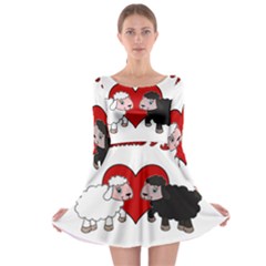 Valentines Day - Sheep  Long Sleeve Skater Dress by Valentinaart