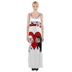 Valentines Day - Sheep  Maxi Thigh Split Dress by Valentinaart