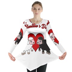 Valentines Day - Sheep  Long Sleeve Tunic  by Valentinaart