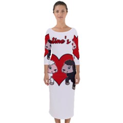 Valentines Day - Sheep  Quarter Sleeve Midi Bodycon Dress by Valentinaart