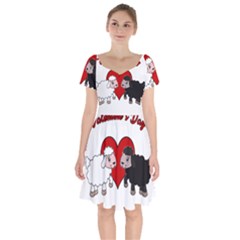 Valentines Day - Sheep  Short Sleeve Bardot Dress by Valentinaart